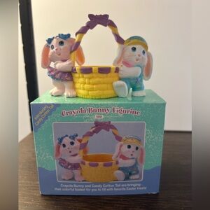 Vintage Hallmark Crayola Bunny Easter figurine with Yellow Basket